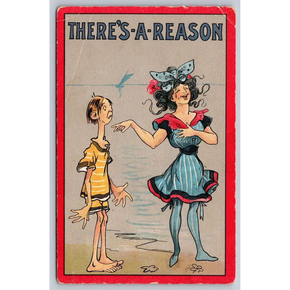 Antique Comic Postcard "There's A Reason" Series 26 Clare Victor Dwiggins Humor